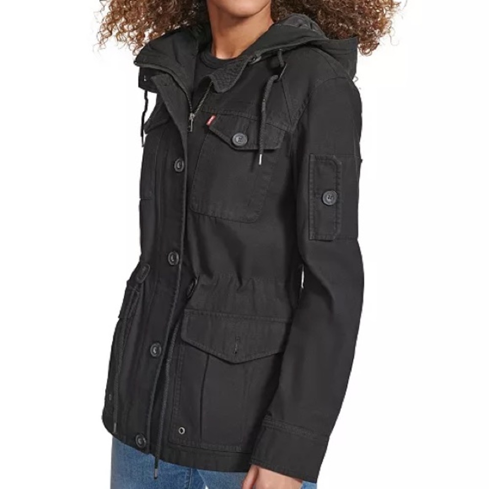 Levi’s Women's Hooded Military Jacket black size XS zip up